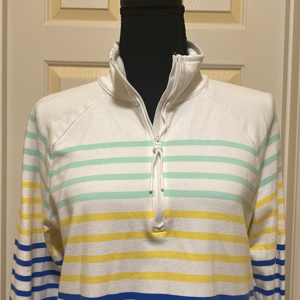 Talbots Soft White Striped Pullover - Picture 2 of 5